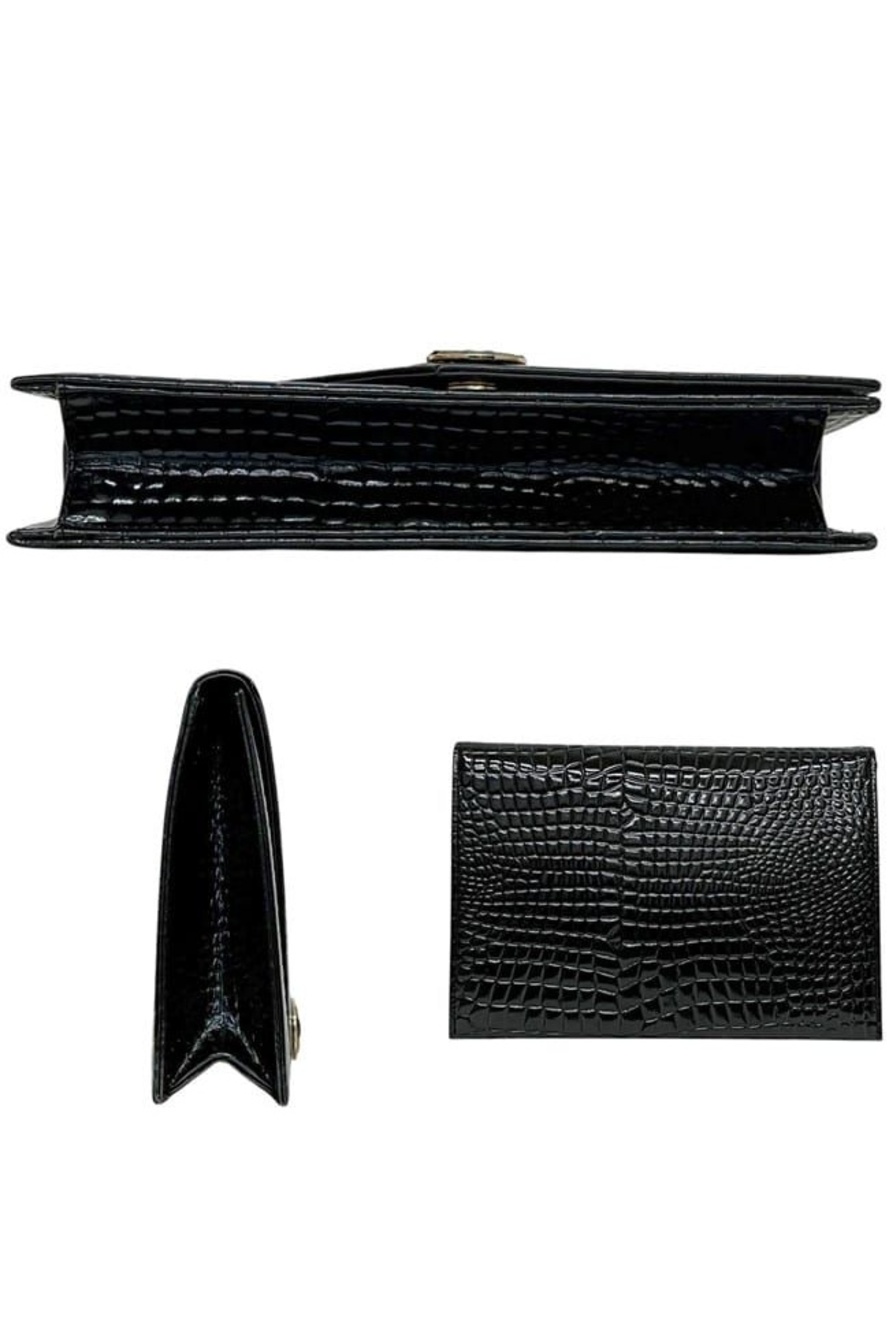 Saint Laurent Clutch Handbag Croco Black - Picture 2 of 10
